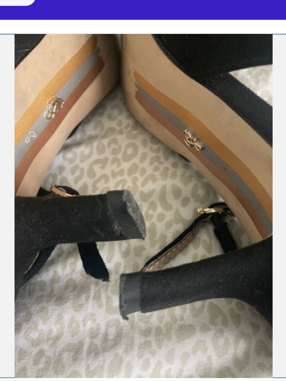 Womens Sam Edelman Bianka Black Suede Slingback Pumps Kitten Heels Size 8 M - Picture 7 of 8